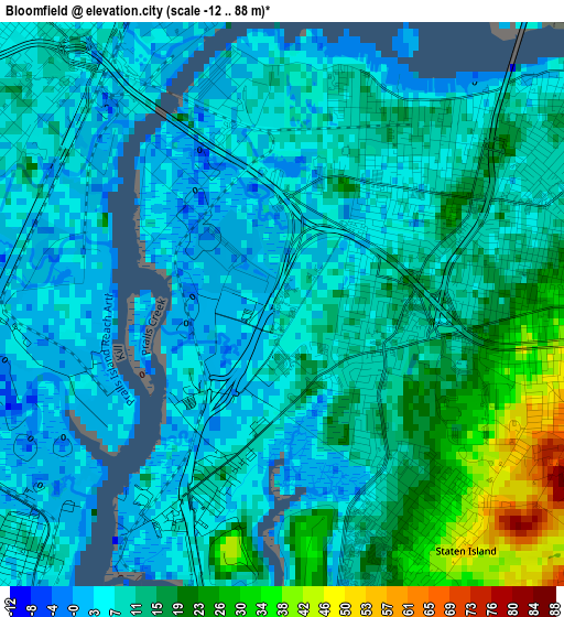 Bloomfield elevation map