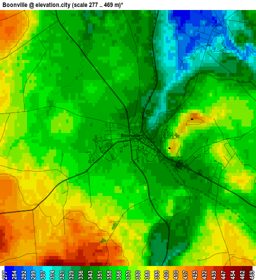 Boonville elevation map