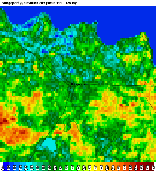 Bridgeport elevation map