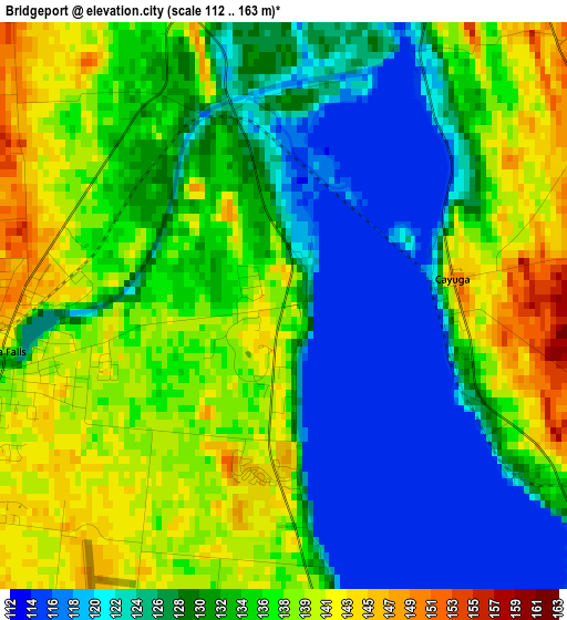 Bridgeport elevation map