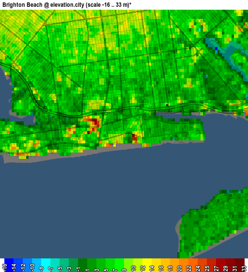 Brighton Beach elevation map