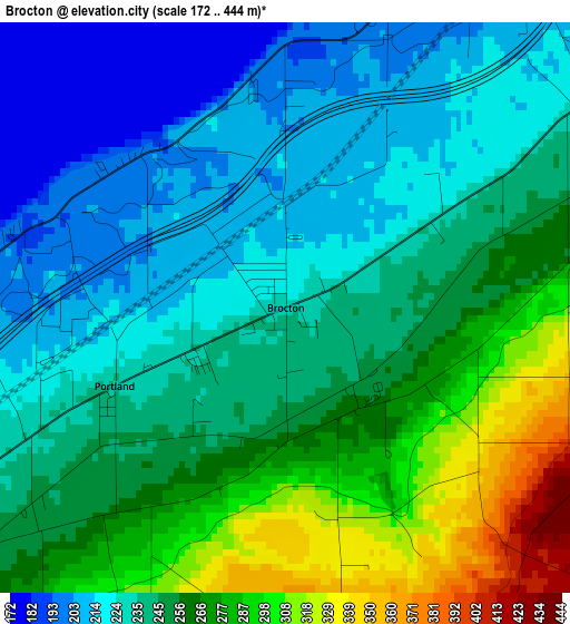 Brocton elevation map