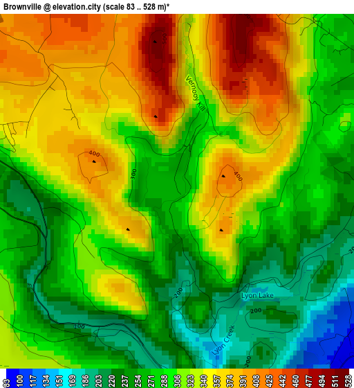 Brownville elevation map