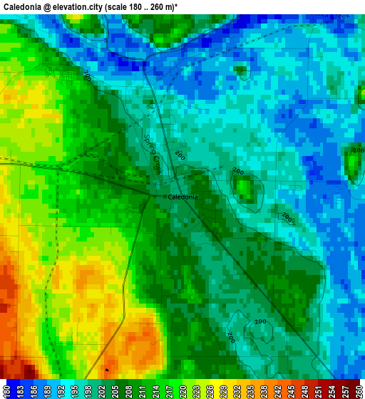 Caledonia elevation map