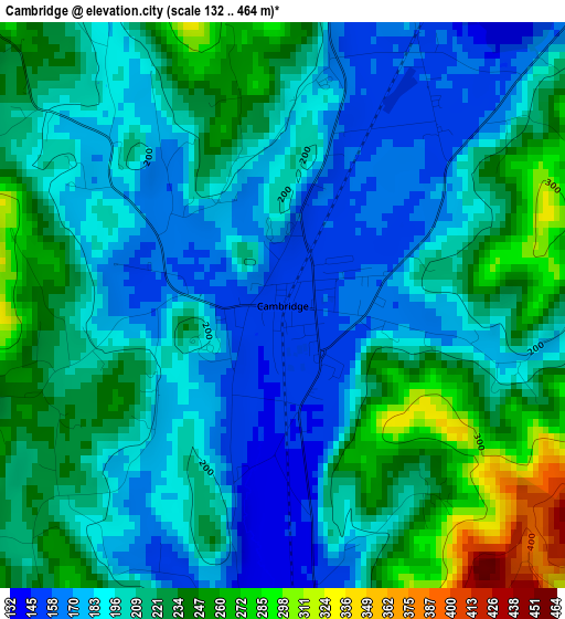 Cambridge elevation map