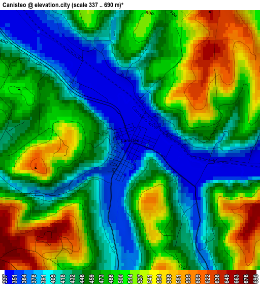 Canisteo elevation map