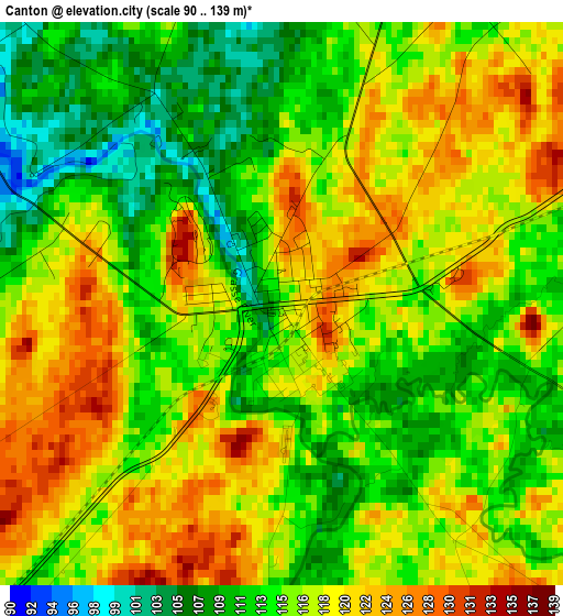 Canton elevation map