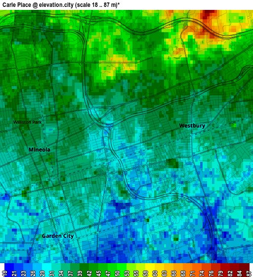 Carle Place elevation map