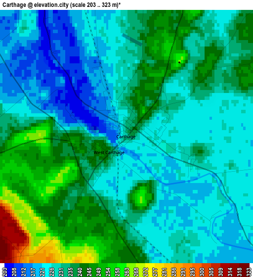 Carthage elevation map