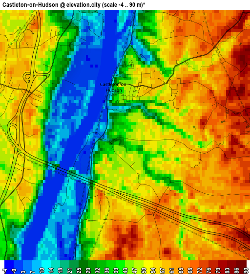 Castleton-on-Hudson elevation map