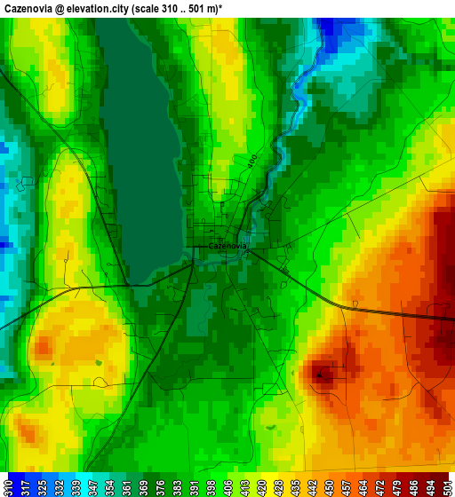 Cazenovia elevation map