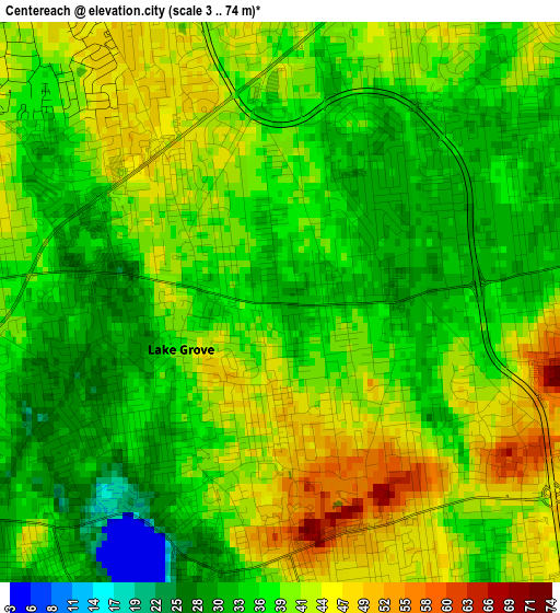 Centereach elevation map