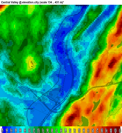 Central Valley elevation map