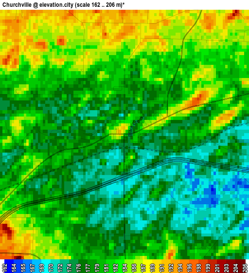 Churchville elevation map