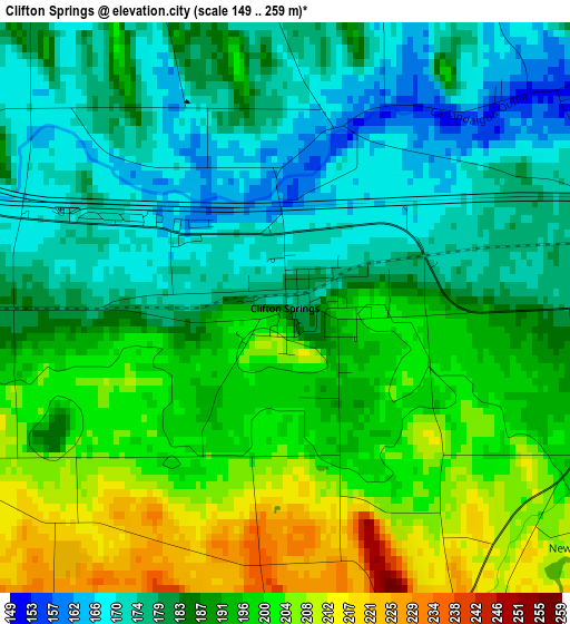 Clifton Springs elevation map