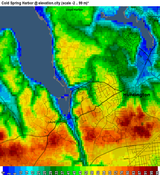 Cold Spring Harbor elevation map