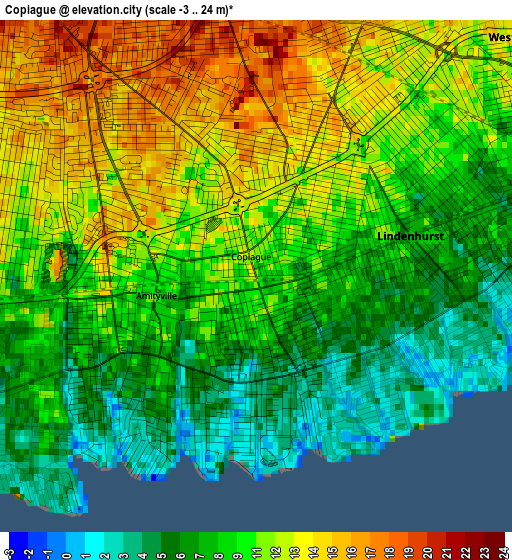 Copiague elevation map