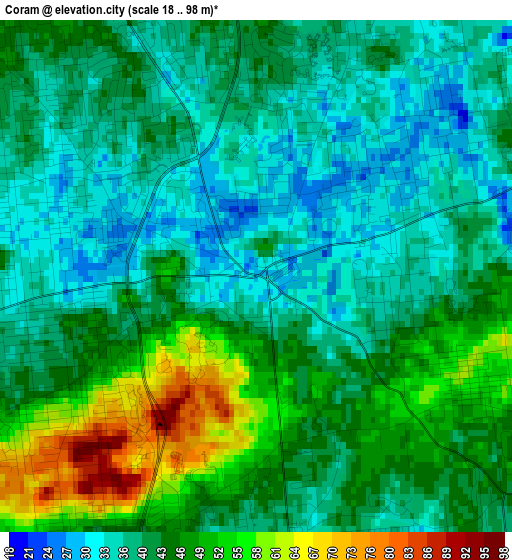 Coram elevation map