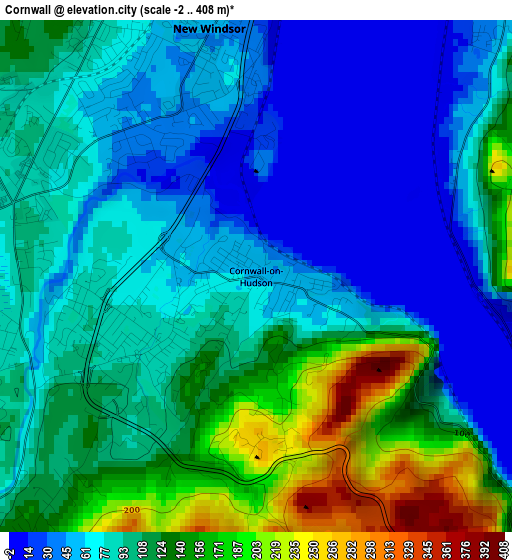 Cornwall elevation map