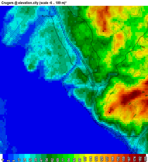 Crugers elevation map