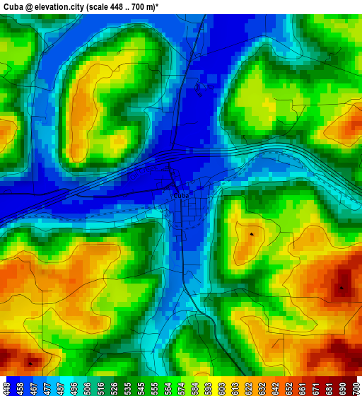 Cuba elevation map