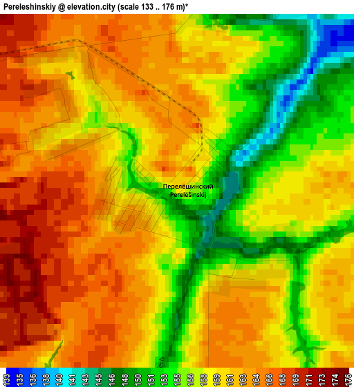 Pereleshinskiy elevation map