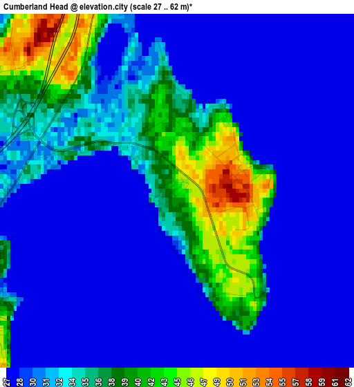 Cumberland Head elevation map