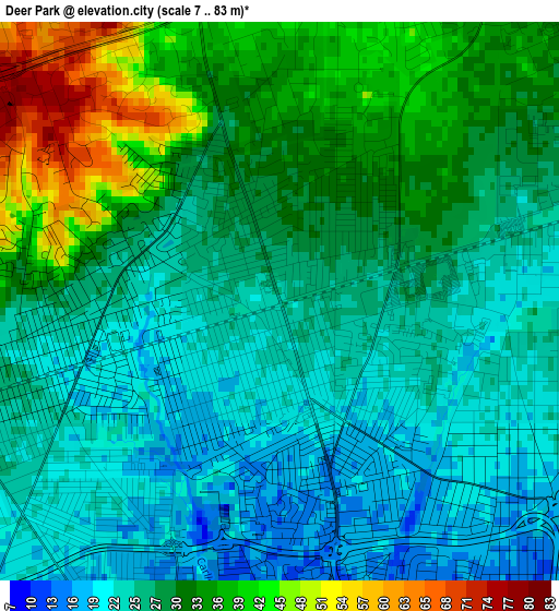 Deer Park elevation map