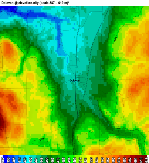 Delevan elevation map