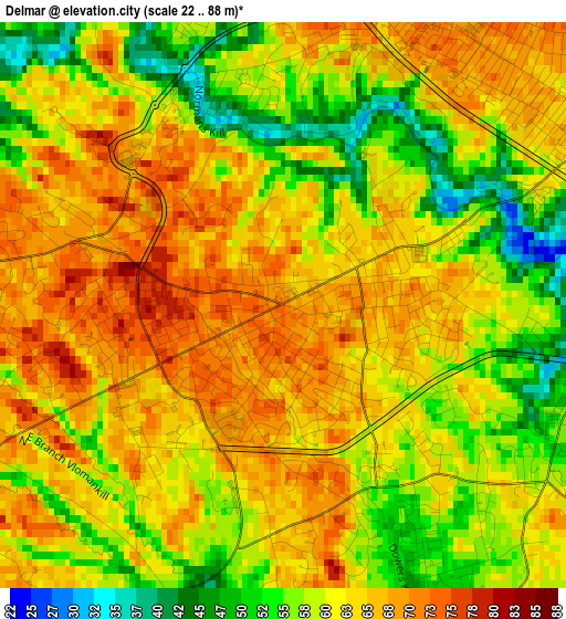 Delmar elevation map