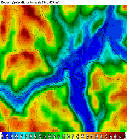 Deposit elevation map