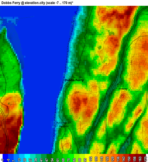 Dobbs Ferry elevation map