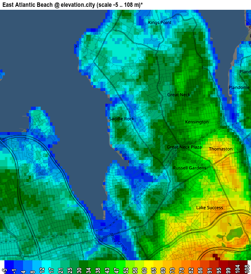 East Atlantic Beach elevation map