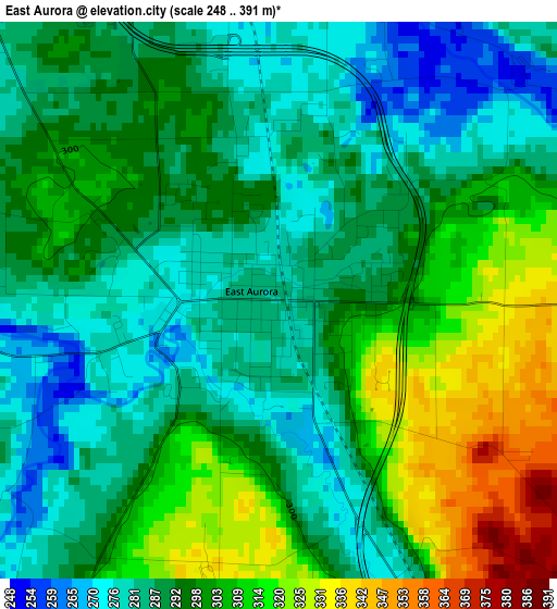 East Aurora elevation map