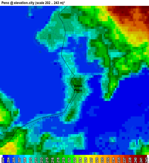 Peno elevation map