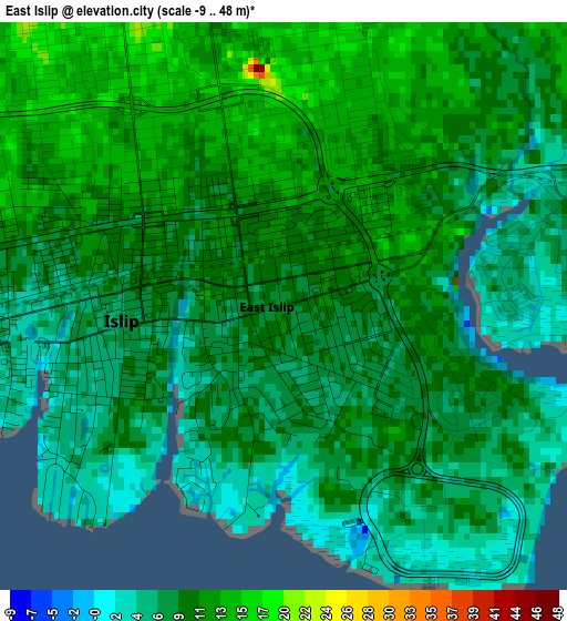 East Islip elevation map