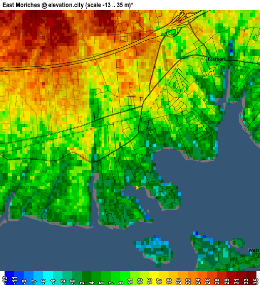 East Moriches elevation map