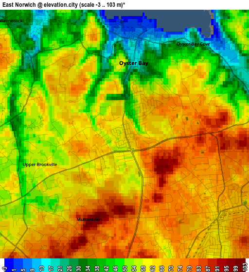 East Norwich elevation map