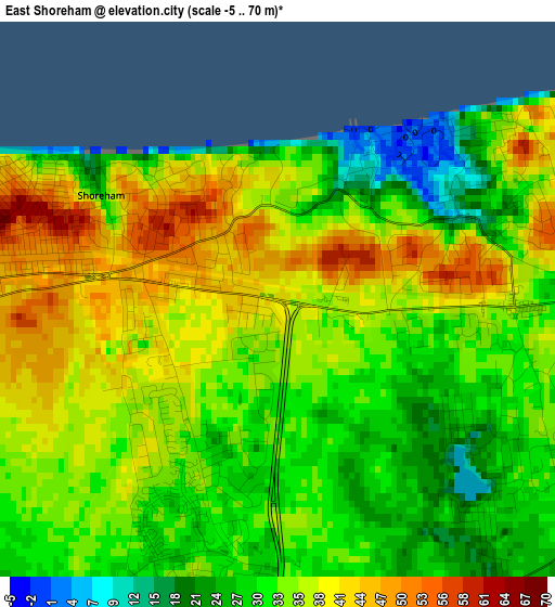 East Shoreham elevation map