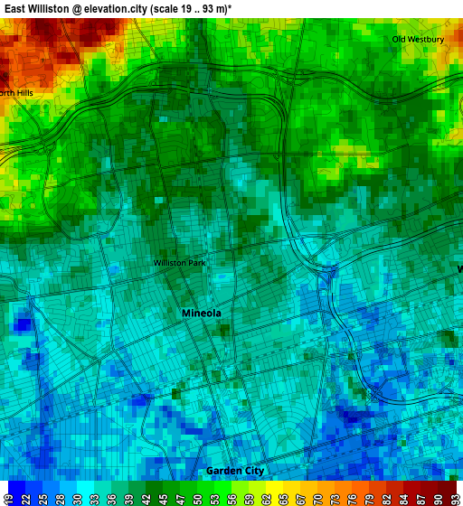 East Williston elevation map