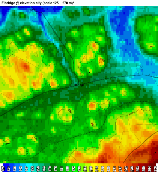 Elbridge elevation map