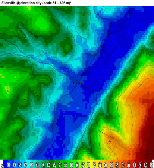 Ellenville elevation map