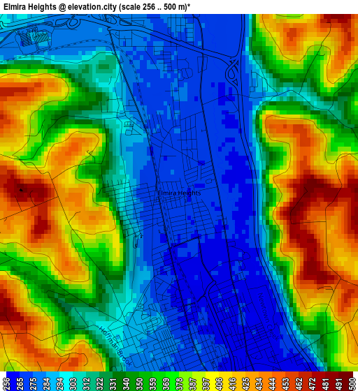 Elmira Heights elevation map