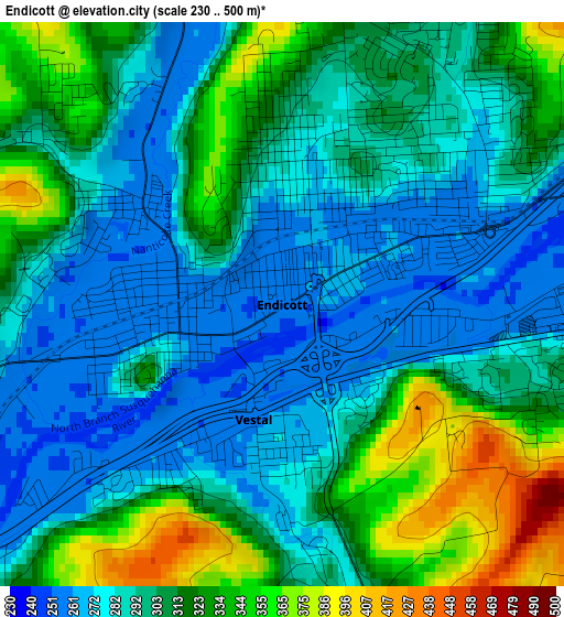 Endicott elevation map