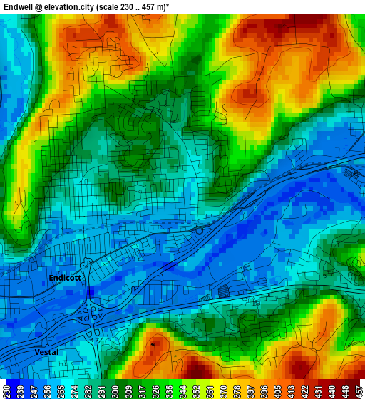 Endwell elevation map