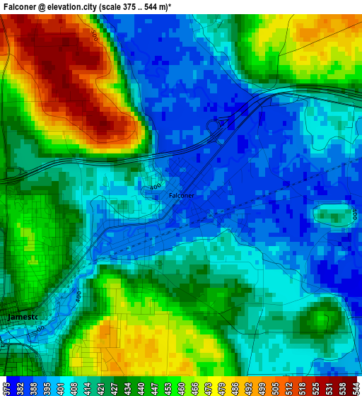 Falconer elevation map