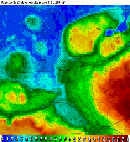 Fayetteville elevation map