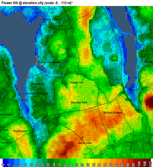 Flower Hill elevation map