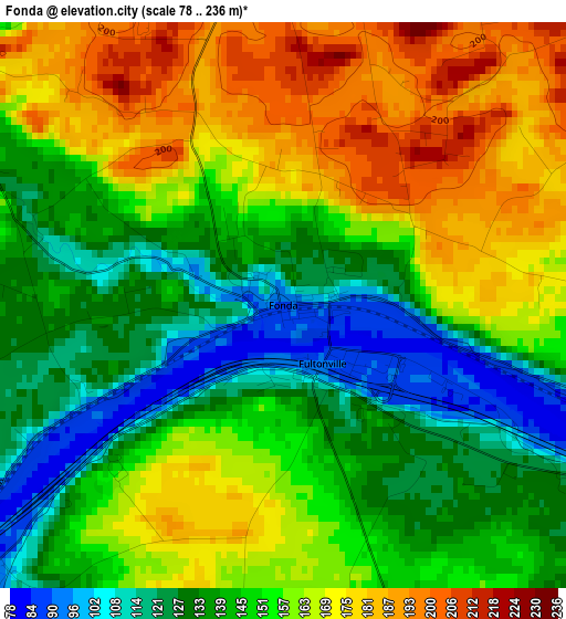 Fonda elevation map