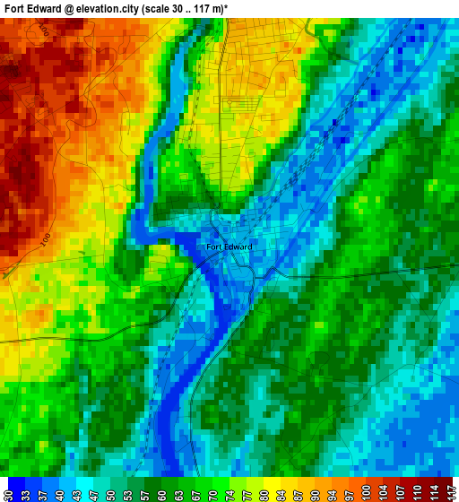 Fort Edward elevation map